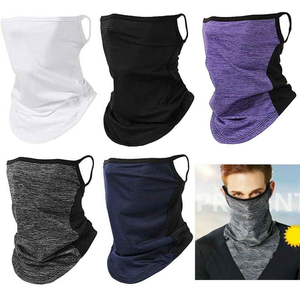 Breathable Ice Silk Neck Tube Scarf With Neck Gaiter Ear Loops Bandana Head Face Cover Headwear Windproof Dust Face Mask
