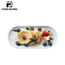 European Style Ceramic Oval Shape Plate Marble Texture Tableware Home Fruits Pastry Cake Dish Fish Dish Large Vegetables Saucer