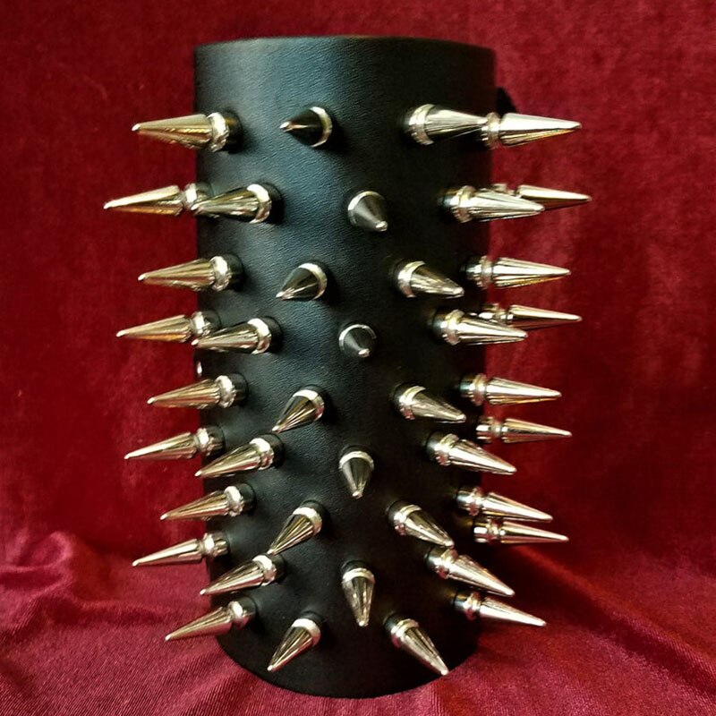 Steampunk Gothic Brutal Spikes Bracer Gauntlet Studded Bracelet Wristband Punk Rivet Spiky Arm Guards Wide Cuff Badass Outfit: 40 Spikes Black