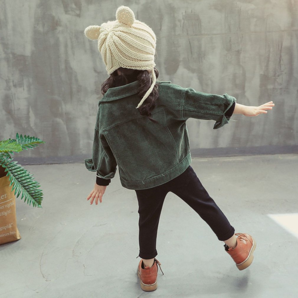 Corduroy Girls Single Layer Jacket Autumn And Winter Wear Children's Winter Warm Clothes Casual Compact Cute Clothes