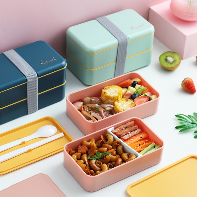 Tuuth Ins Stijl Dubbele Laag Lunchbox Bpa Gratis Magnetron Bento Box Voedsel Container Voor School Office