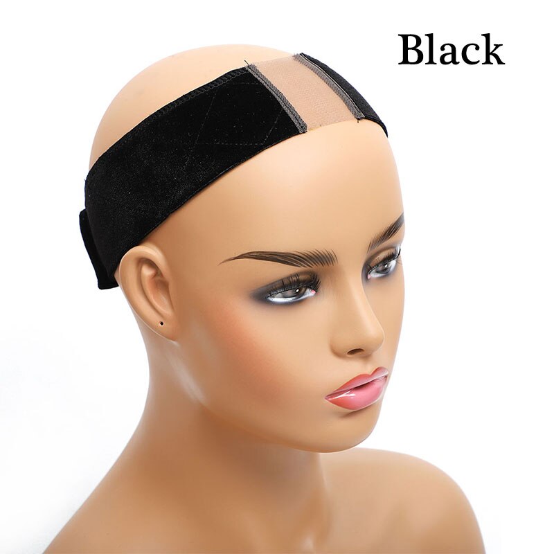 LIHUI Wig Grip Band With Double Sided Velvet Adjustable Wig Hair Band Wig Elastic Band Brown/Black/Beige Hand Made Non-Slip: Black