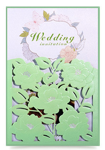Wedding Invitations Cards Pearly Paper 130*190mm Amazing Pocket & Insert Card: green
