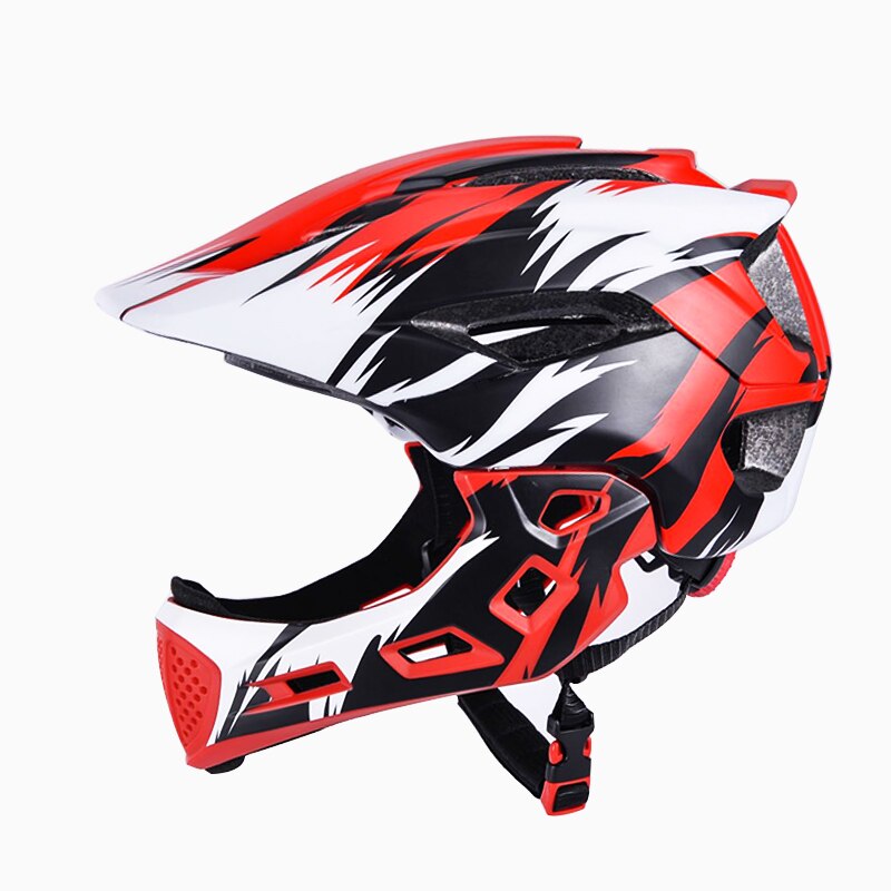 Kids Fietsen Helm Volledige Gezicht Afneembare Kinderen Helm Mtb Downhill Fiets Helm Capacete Ciclismo Fiets Apparatuur: Red white