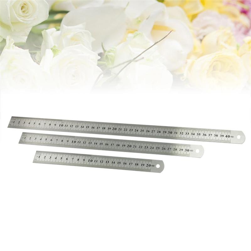 3Pcs Rvs Liniaal Metalen Liniaal Voor Engineering School Office Tekening 20Cm/30Cm/40Cm dubbelzijdig Schaal Stalen Liniaal