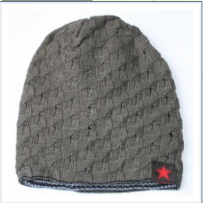 Winter warme heren ster schedel dikke muts dames gebreide muts omkeerbaar baggy sneeuwmuts heren oversized muts warme casual accessoires: Grijs