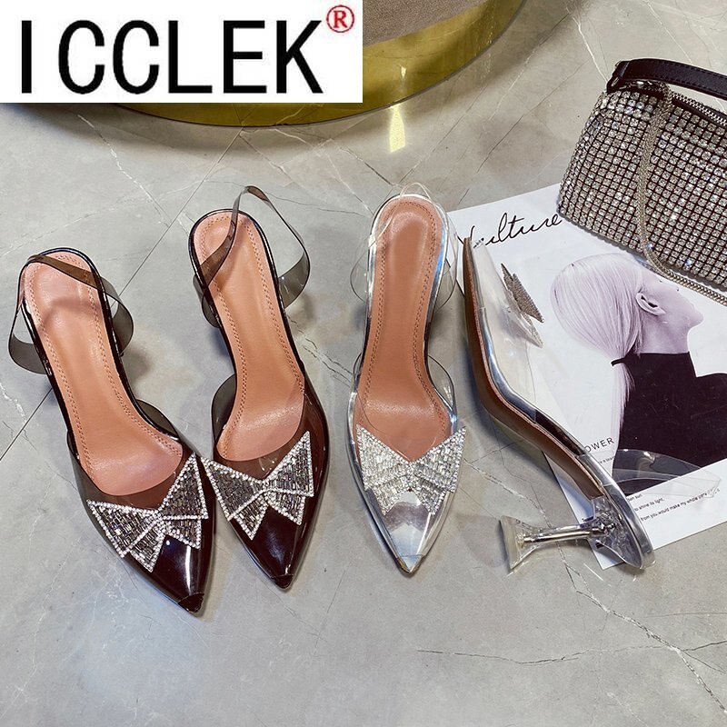 Rozmiar 42 wiosna/jesień 2021 obuwie damskie moda motyl-węzeł wąskie paski Bling niejednolita całość wiązane na krzyż kryształbyć winnym czółenka z wystającym palcem
