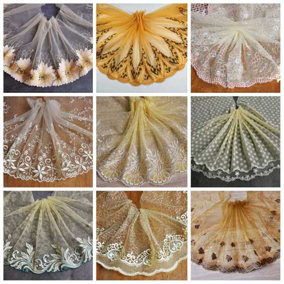 Borde de encaje 5 metros amarillo malla de gasa tul bordado tela cinta ropa vestido Material costura 17cm-26cm de ancho S5C224