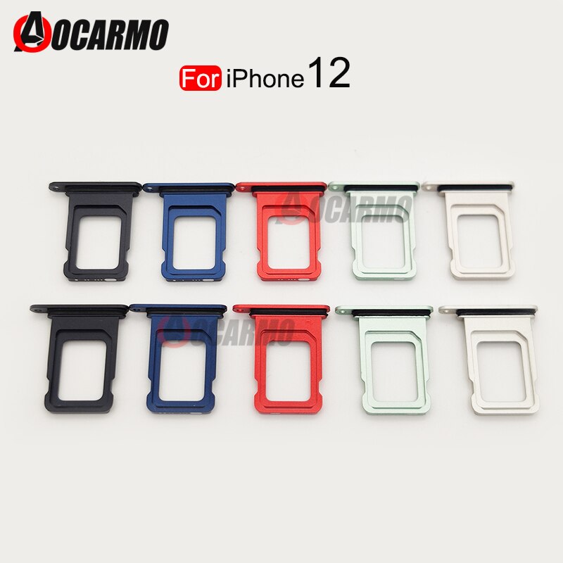 Aocarmo 10 Stks/partij Dual Sim-kaart Voor Iphone 12 Enkele Sim Card Tray Slot Houder Adapter Socket