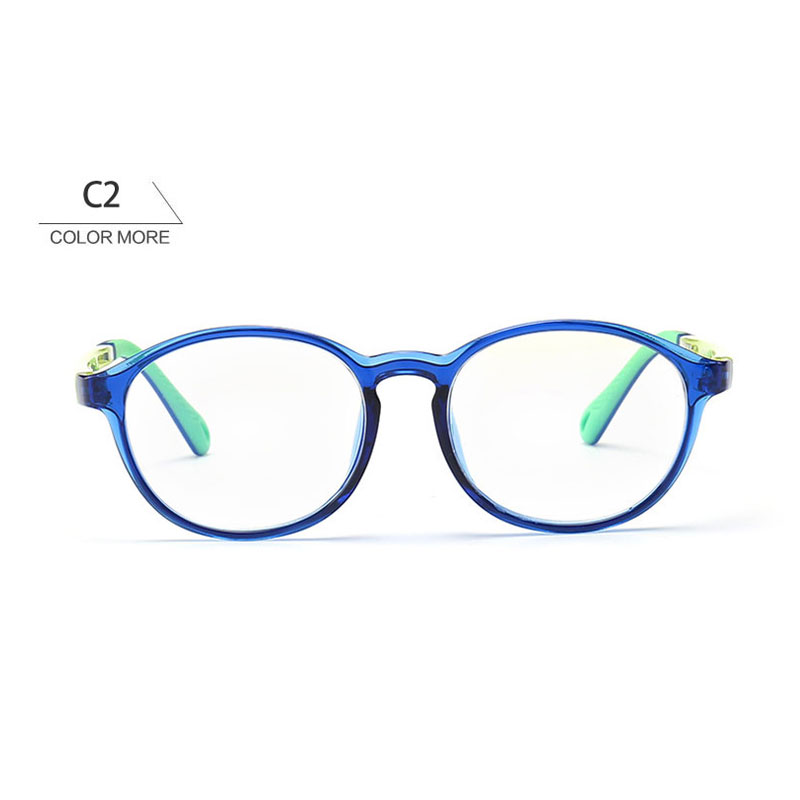 Round Kids Prescription Computer Glasses Optical Frame Blue Light Blocking Children Boy Girls Anti Reflective Eyeglasses UV400: C2