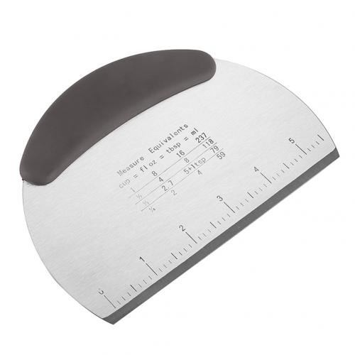 Stainless Steel Pizza Dough Grill Scraper Cutter Kitchen with Scale Baking Tool: Grey