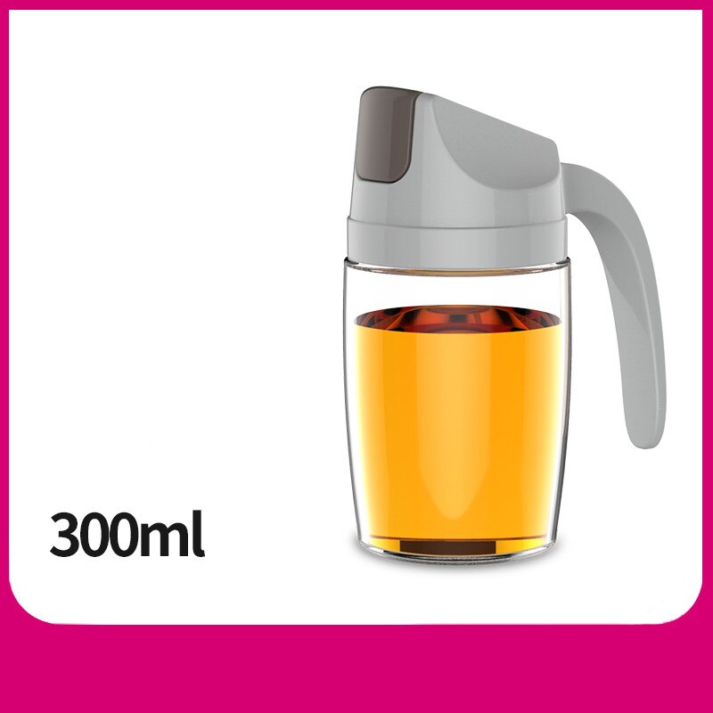 Glas olivenolie flaske premium eddike beholder køkken sojasovs flaske glas eddike opbevaring flaske madlavningsværktøj: 300ml grå