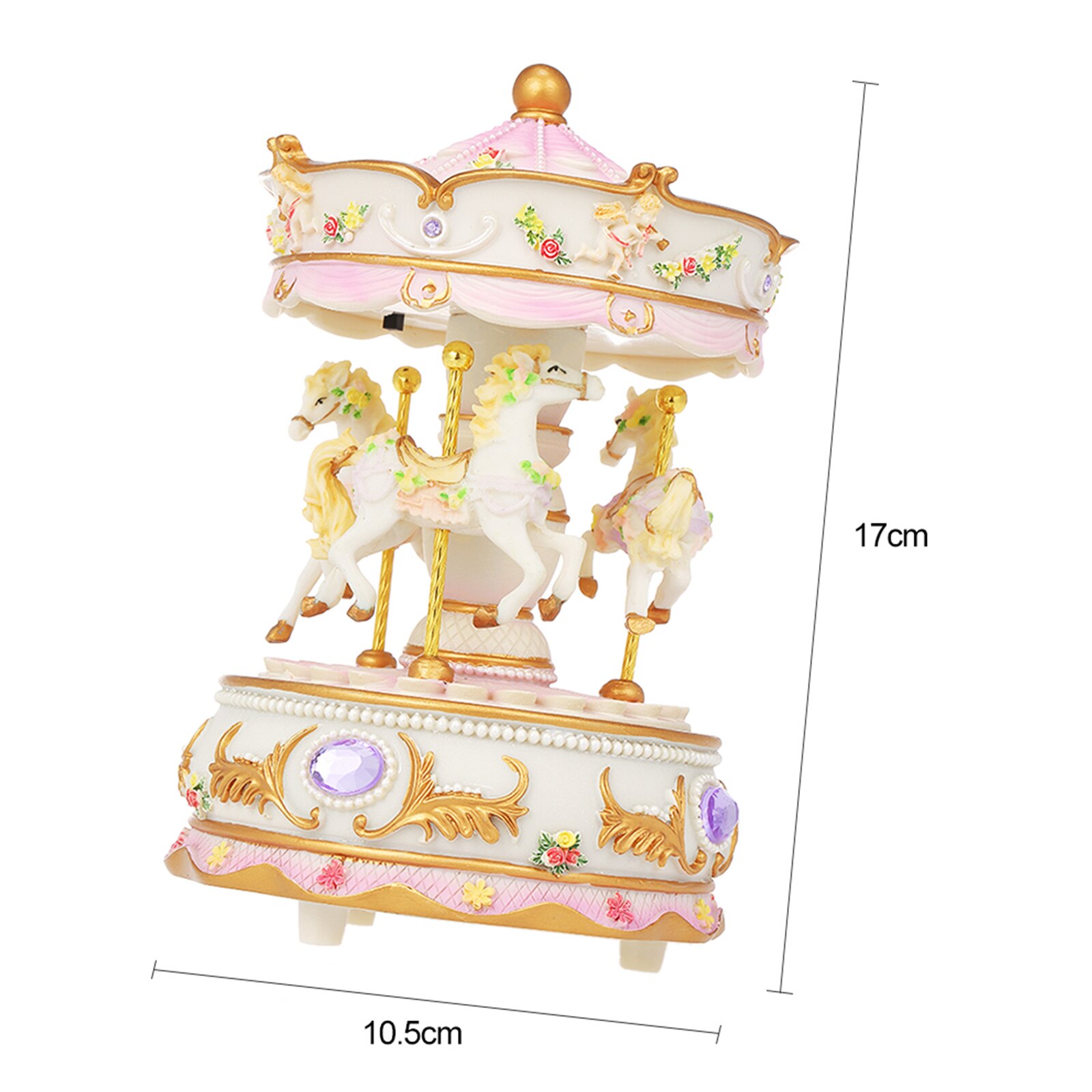 Colorful LED Merry-go-round Musical Box Toys Carousel Clockwork Music Box for Girlfriend Kids Children Christmas Festival