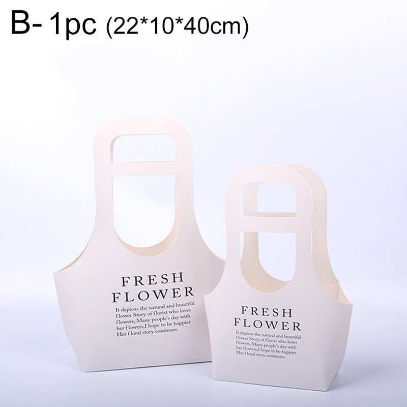 Przenośne składane pudełko na kwiaty wodoodporne papierowe torby robić pakowania kwiaciarnia świeży kwiat torba z uchwytem ręcznie robiony bukiet kosz prezent ślubny: B