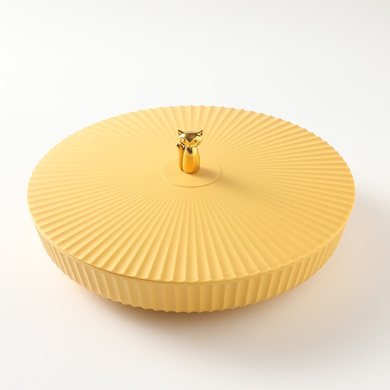 5-Compartment Food Storage Tray Dried Fruit Snack Plate Appetizer Serving Platter for Party Candy Pastry Nuts Dish fruit plate: YELLOW