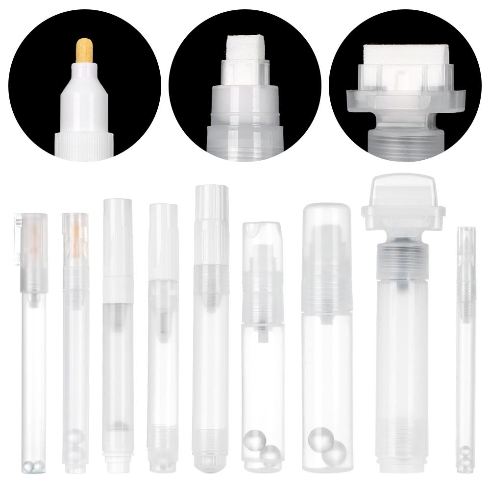 Empty Paint Pen 3/5/6.5/8/10mm Repeatable Rod Plastic Liquid Chalk Marker Barrels Transparent Refillable ink Graffiti Tube Pens