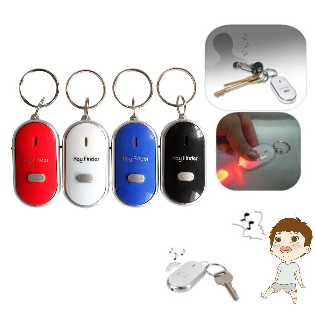 Mini Fluitje Anti Verloren Keyfinder Alarm Portemonnee Huisdier Tracker Smart Knipperende Piepen Remote Locator Sleutelhanger Tracer Key Finder + Led