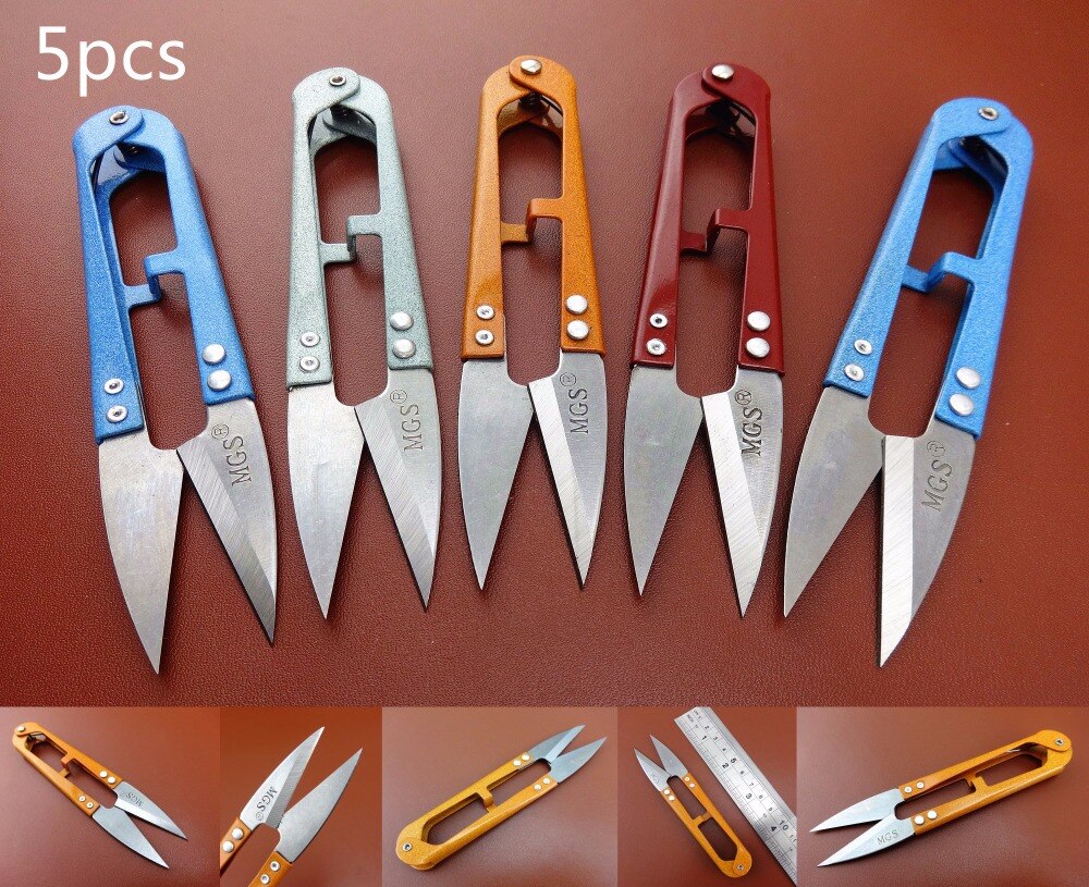 5pcs Leather Craft Sewing Nippers Snipping Shearing Pruning Mini Scissors Tool Set - Knife Cutter Creaser Groover Beveler Punch