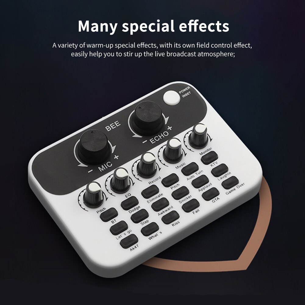 V8 Live Sound Card Online Singing Adjustable Voice Changer Durable Home Audio KTV Games For PC Computer Accessories