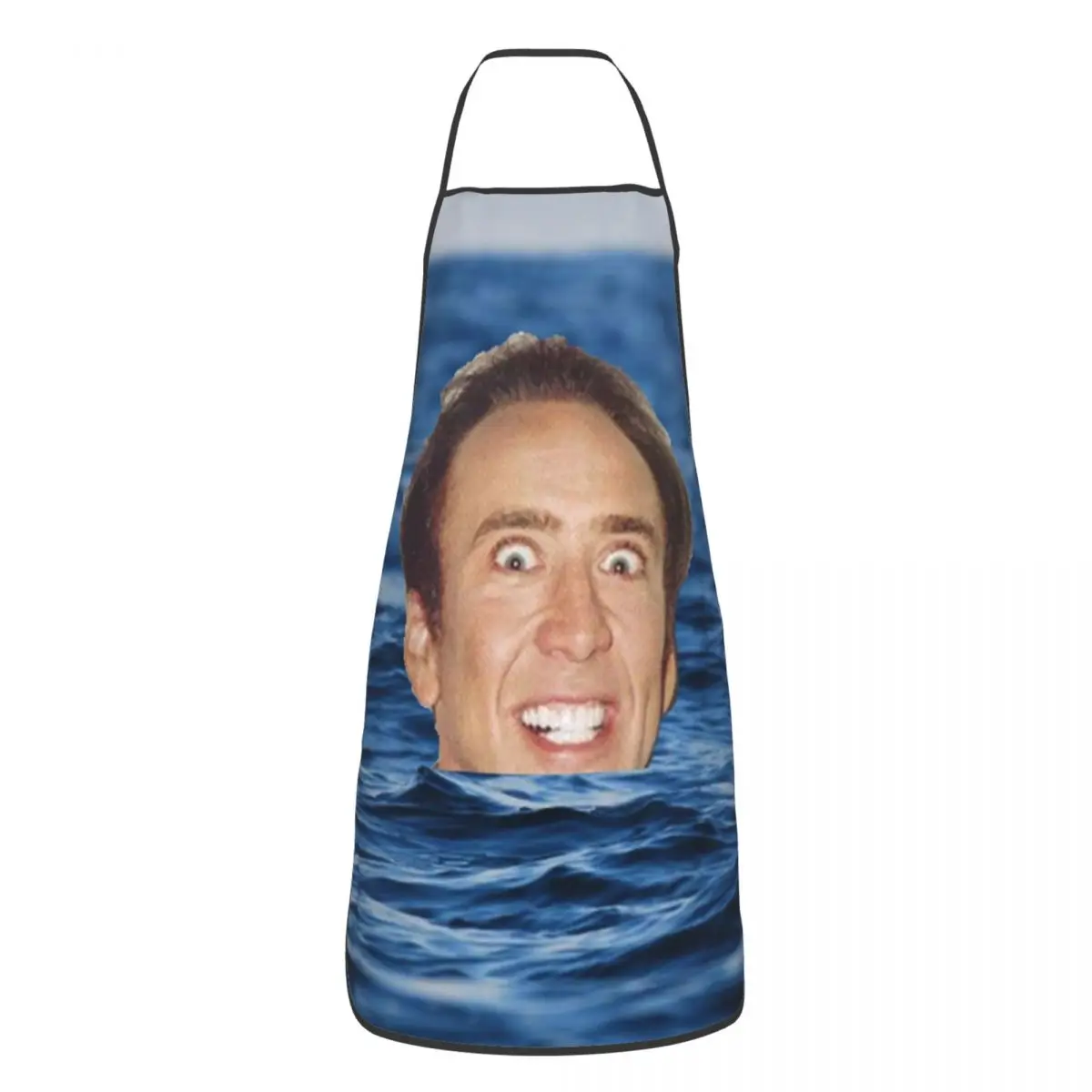 Nicolas Cage Rabbit Apron Women Men Unisex Bib Funny Meme Cooking Kitchen Tablier Cuisine Chef Baking: Blue