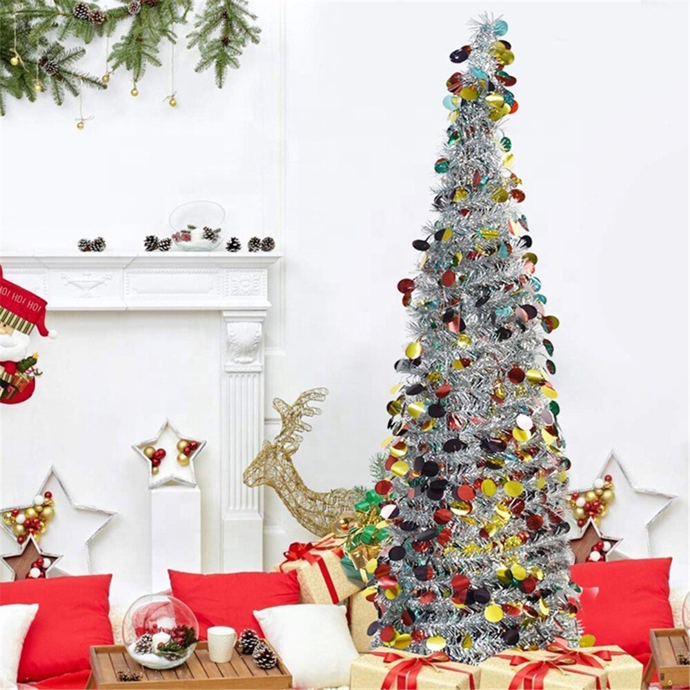 Foldable Christmas Tree DIY Sequin Metal Wire Artificial Christmas Tree Home Decoration Tree Year Party Scene Layout