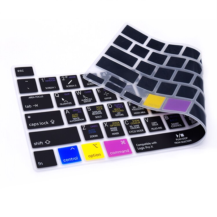 HRH Logic Pro X Shortcut Hotkey Functional Silicone Keyboard Cover Skin For MacBook Pro 16 A2141 M1 Chip A2338/A2251/A2289