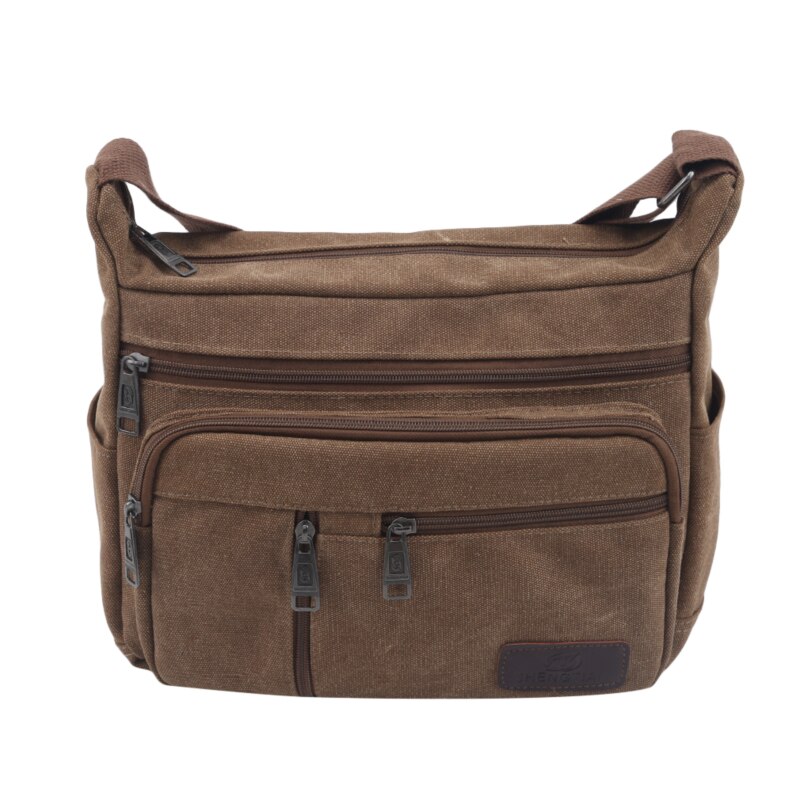 Sacs à bandoulière en toile pour adolescents, sacoches de voyage, sacs d'école solides à fermeture éclair: coffee