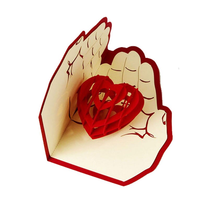 3D Pop Up Greeting Card Love In Hands Birthday Good Luck Valentine Christmas Postcard
