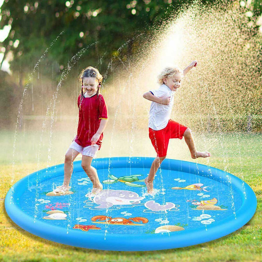 100/170Cm Kids Opblaasbare Waternevel Pad Ronde Water Splash Play Zwembad Spelen Sprinkler Mat Yard Outdoor Fun pvc Zwembaden