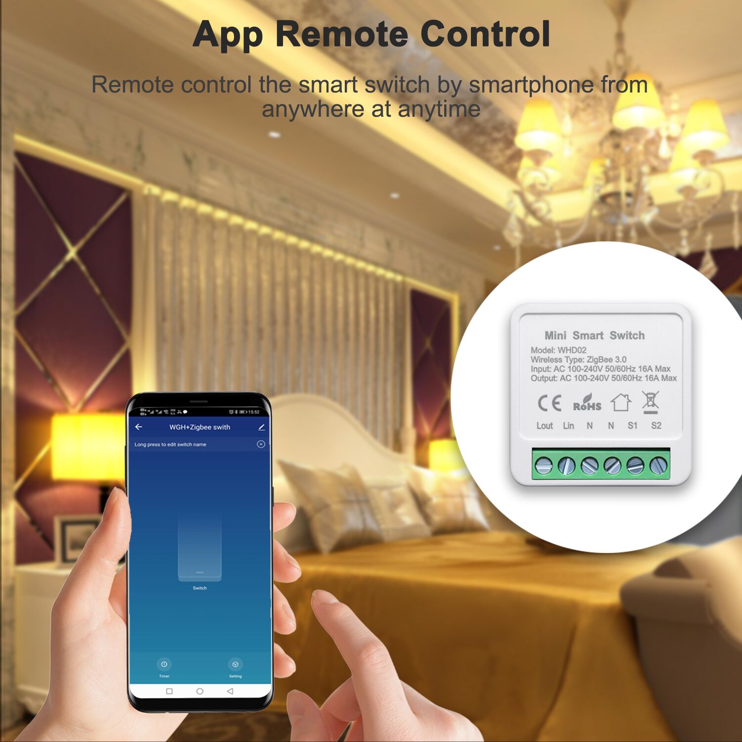 Tuya Smart ZigBee Switch Module Home Automation DIY Breaker Supports 2 Way Control, Work with Alexa Google Home