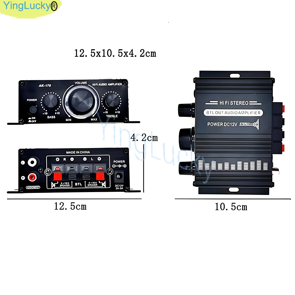 Ak170 mini amplificador de fliperama de potência de áudio estéreo com alto-falante de 4 cabeças kit diy venda pinball máquina de jogo de fliperama de áudio 200w * 2