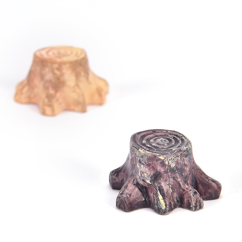 Tilfældig farve harpiks håndværk miniature træstub bro håndværk til haven fe ornament urtepotte plante dekoration pæle