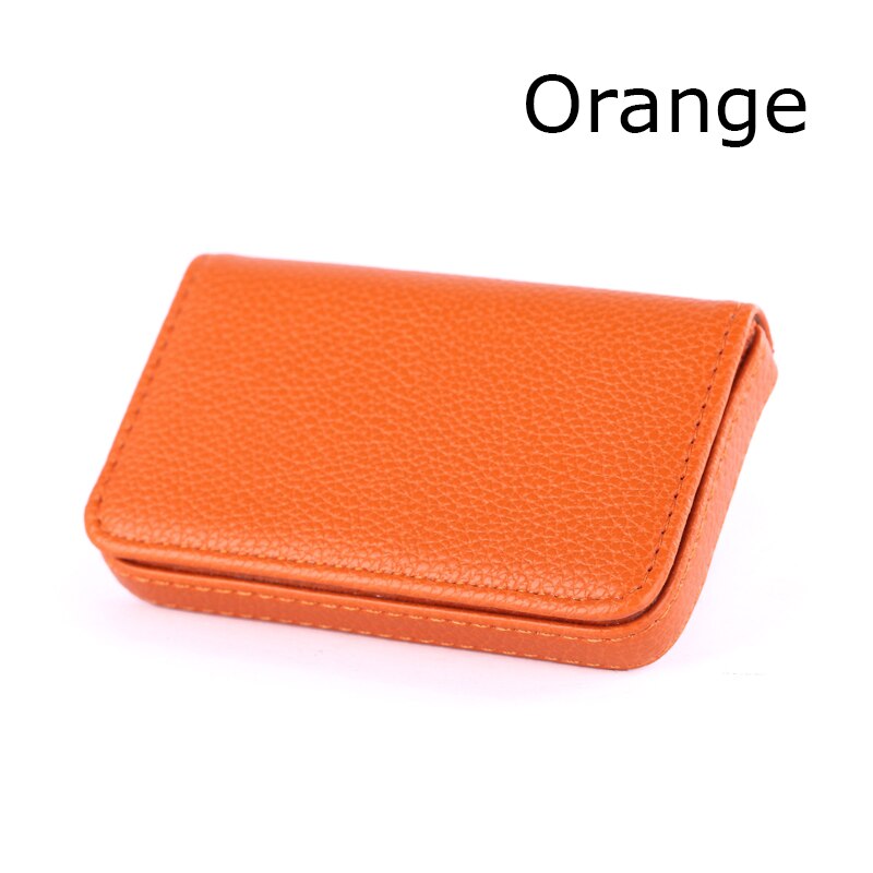 BONAMIE Large Capacity Unisex Business Card Case ID Pouch Women Pu Leather Card Box Man Credit Card Holder Black Brown: Orange