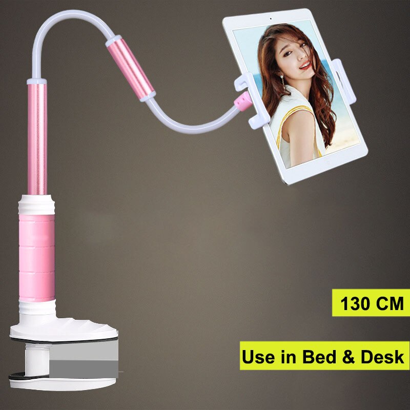 130cm fleksibel bordholder til tablettelefoner, der kan justeres til 5 to 12.9 tommer sengestøttebeslag til tablettelefon til ipad pro: 130cm rosaguld