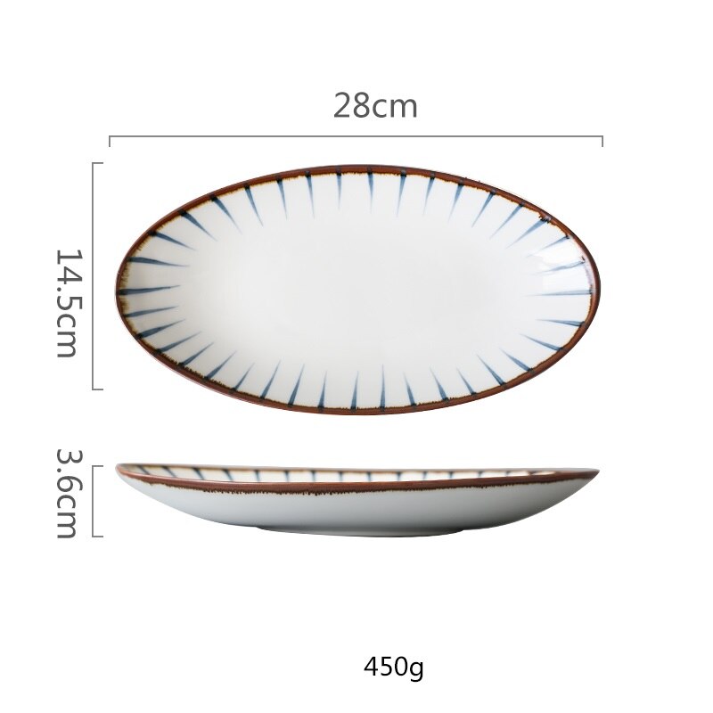 Keramische Plaat Ovale Vis Schotel Japanse Stijl Sushi Plaat Huishoudelijke Servies Plaat Fruitschaal Creatieve Keramische Servies: thousand silk