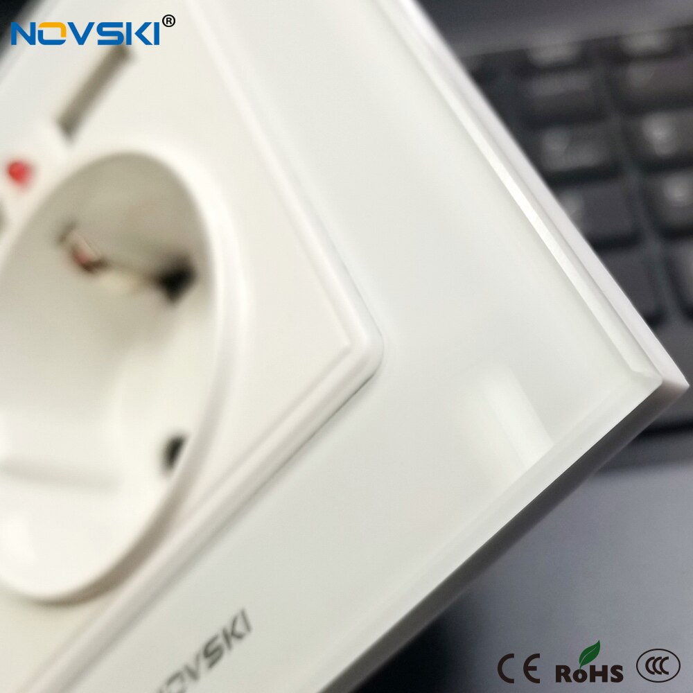 NOVSKI Pop Socket, USB-разъем 220, Electrical German Outlet, 2.1A Dual USB Charging Port with Soft LED Indicator
