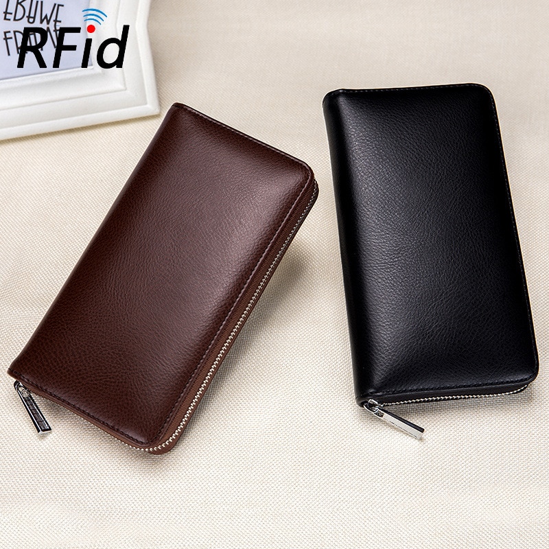 Leather RFID Blocking Credit Card Holder Men Anti Theft Travel Passport Long Wallet Women Business ID Holder 36 Cards Purse