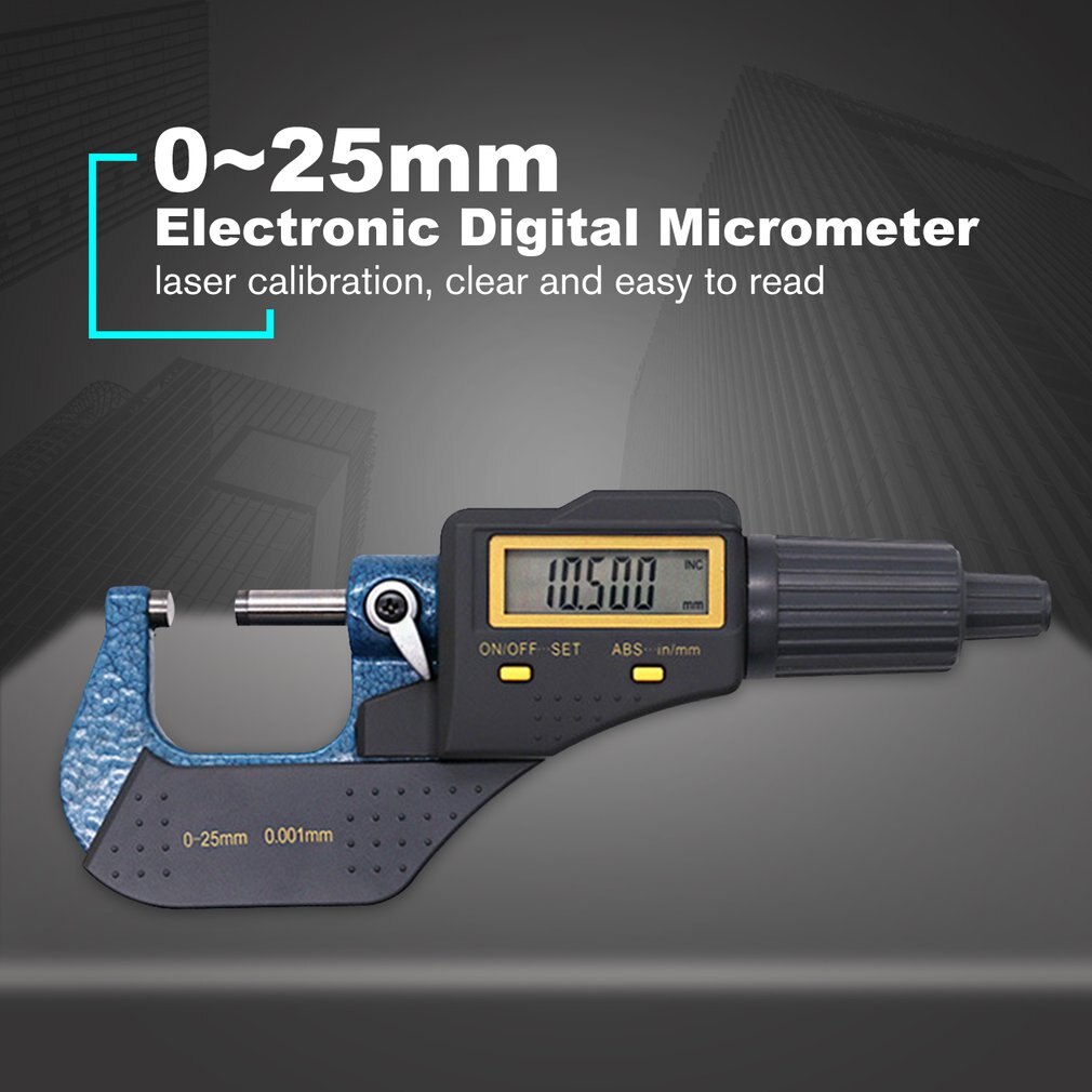 Electronic Outside Micrometer 0-25mm/0.001mm LCD Digital Gauge Vernier Caliper Meter Carbide Tip Measuring Tools