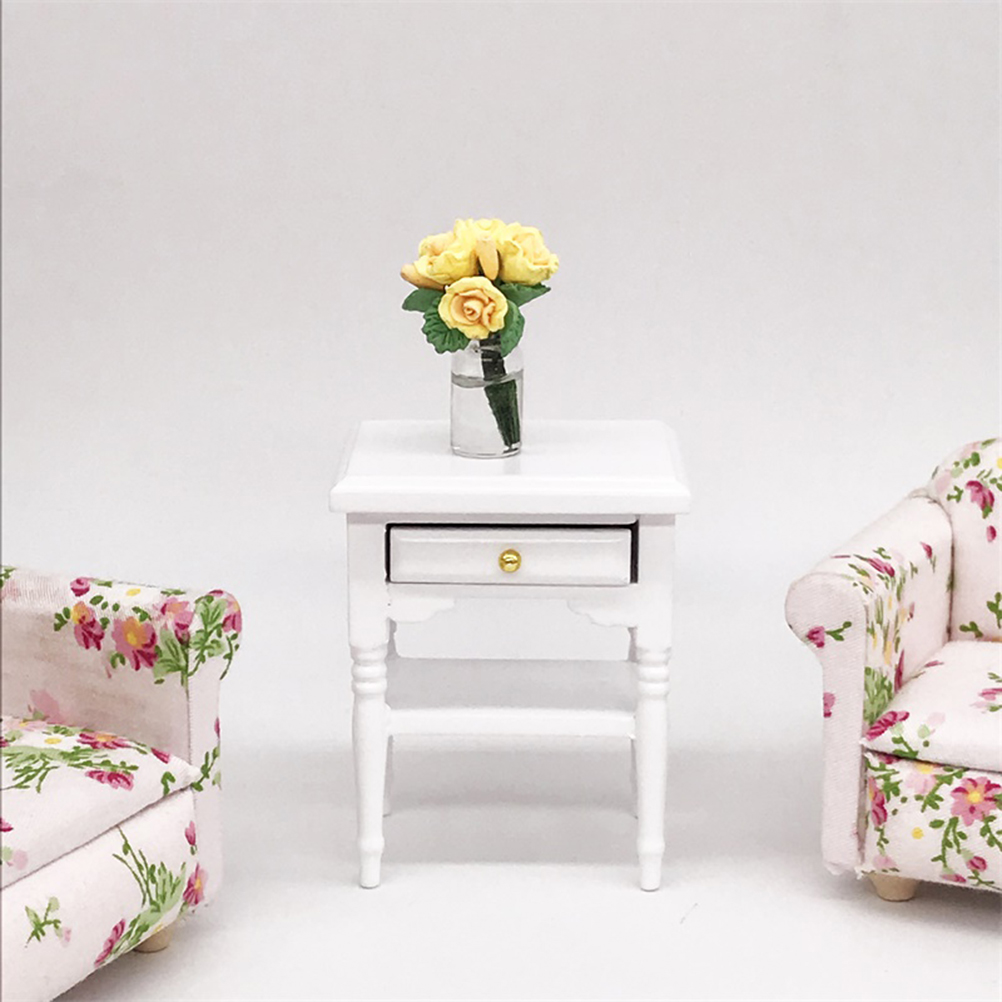 1pc Miniatuur 1:12 Houten Meubels Nachtkastje Scène Mini Huis Slaapkamer DIY Decoratie Ornamenten