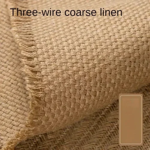 Jutestoff i metervare til teunderlag, møbeltrekk, duk, søm, mykt, tykt tekstil, slitesterkt, pustende, stripemønster: Rosenrød