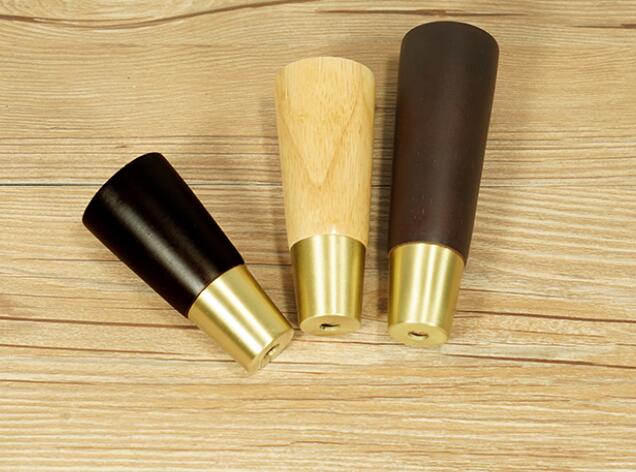 4pcs/lot Oak Wood Reliable Furniture Leg with Iron Plate Copper cover Foot Sofa TV Stand Legs Table Cupboard Feet B547