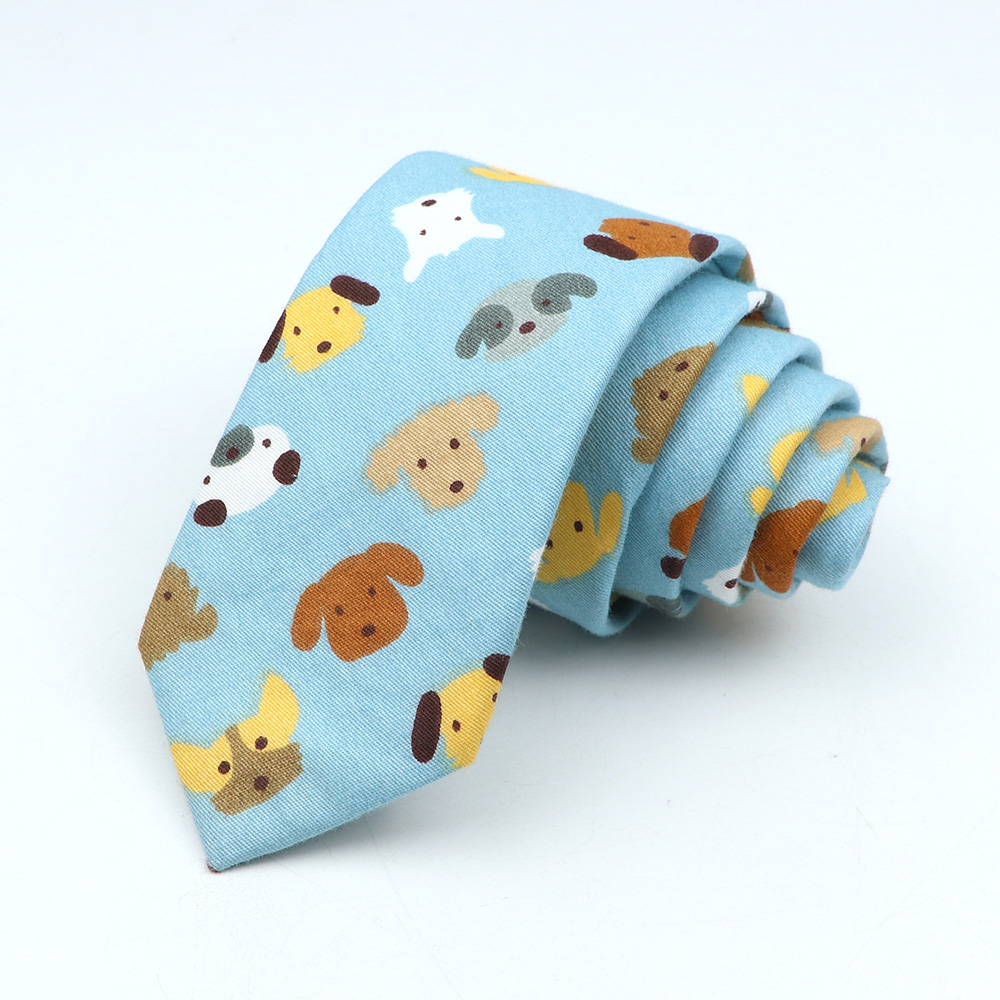 Corbata colorida bonita de dibujos animados para hombres y mujeres, corbata ajustada de algodón con estampado de frutas y animales, corbata estrecha de oso, pato y plátano, divertido