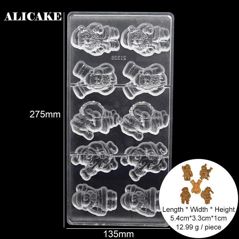 Kerst Kerstman Chocolade Vorm Bakken Gebak Gereedschap Mold Polycarbonaat Voor Baker Party Handgemaakte Dessert Bakvormen Mould: 2132B