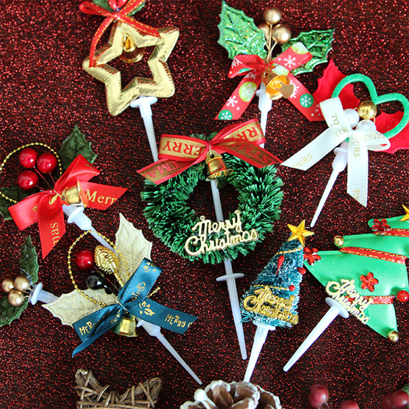 10Stck Weihnachten Kuchen Deckel Mini Weihnachten Baum Cupcake Deckel Ornamente Neue Jahr Weihnachten Party freundlicher Geburtstag Kuchen Dekor Liefert