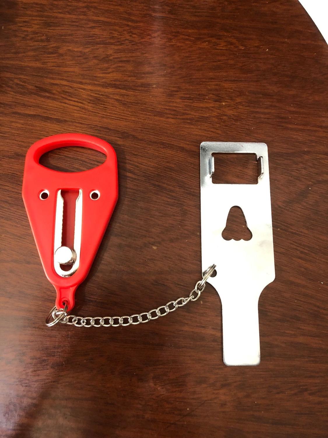 Pp metal bærbar sikkerhedsdørlås erstatter addalock-kompatibel rejselås tyverisikring privatliv hotelværelse: Stort hul rødt 1