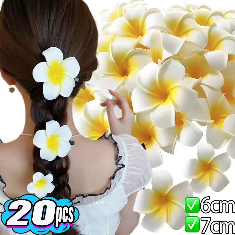 2/20 piezas pinzas para el cabello de flor de Plumeria para mujer, horquillas para niña, pinzas para flequillo lateral, pasador de flores, bolsa de hawaiana, accesorios para sombrero