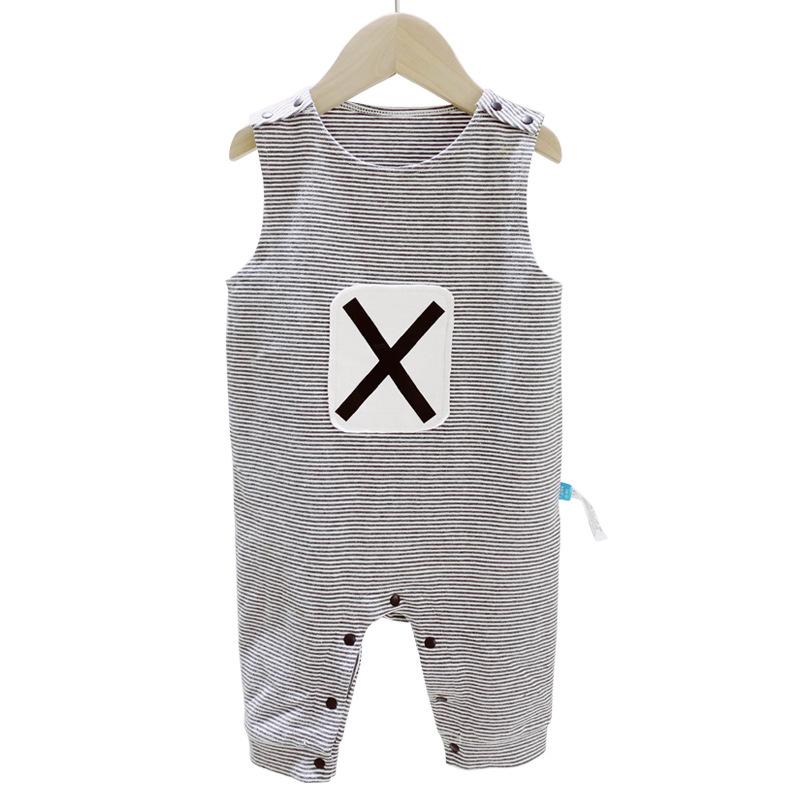 Baby Boys Summer Jumpsuit Toddler Clothing Newborn Boys Buttons Striped Romper Kids Sleeveless Romper Baby Clothes