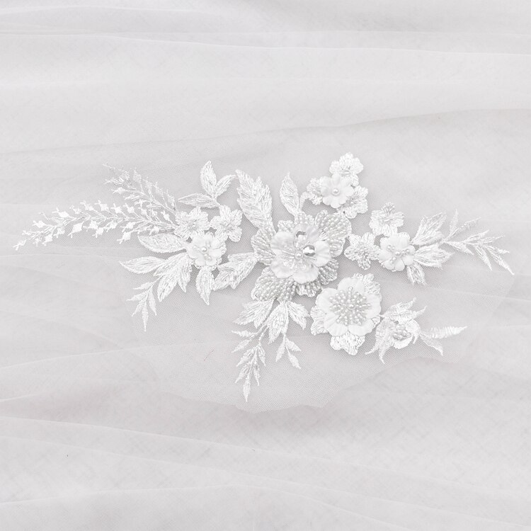 Perler broderi blomster blonder applikationer til brudekjole blå broderede blomsterlapper til tøj store perches