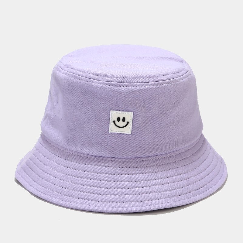 Bucket hat kvinder sød lilla hatte solcreme ensfarvet smil bucket hat панамы efterår trend mænd graffiti: 07