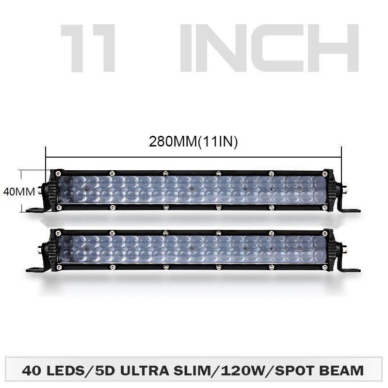 11 inch LED Worklight Slim LED Light Bar Dual Row Spot Beam 6000K White Light Universal Spotlight Driving Light Off-road Car: 2PCS 11 inch Led Bar